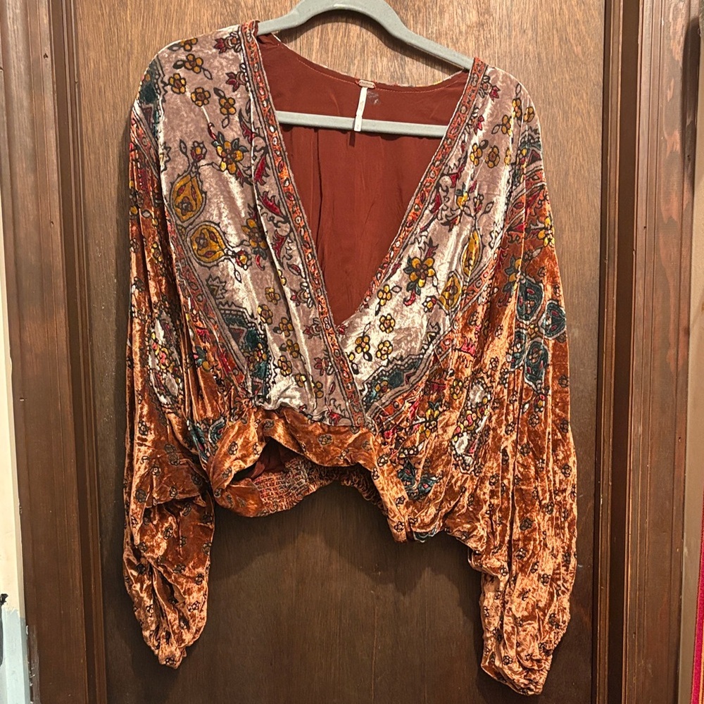 Free People velvet wrap top